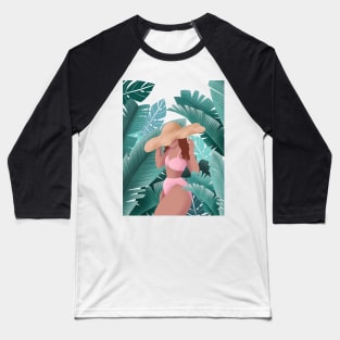 Plant Lady Summer, Beach and Palm Leaves Baseball T-Shirt